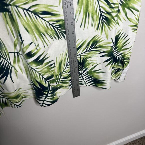 Chaps Dress Womens XL‎ White Green Palm Leaf Print Cotton Tropical Resort Wear - Picture 2 of 8